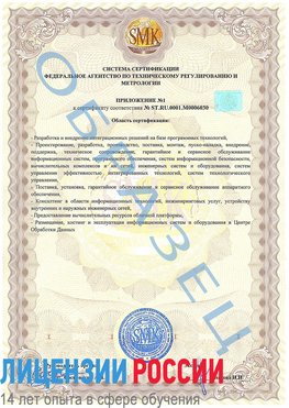 Образец сертификата соответствия (приложение) Владимир Сертификат ISO 27001